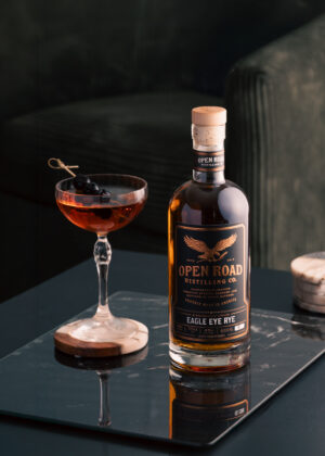 Open Road Distilling Co. Eagle Eye Rye with a manhattan